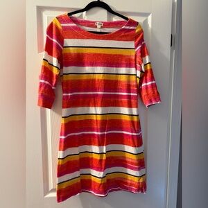 Hatley Coral, Pink & Black Striped Cotton Dress Size Medium